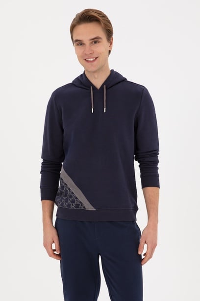 Erkek Regular Fit Kapüşonlu Lacivert Sweatshirt