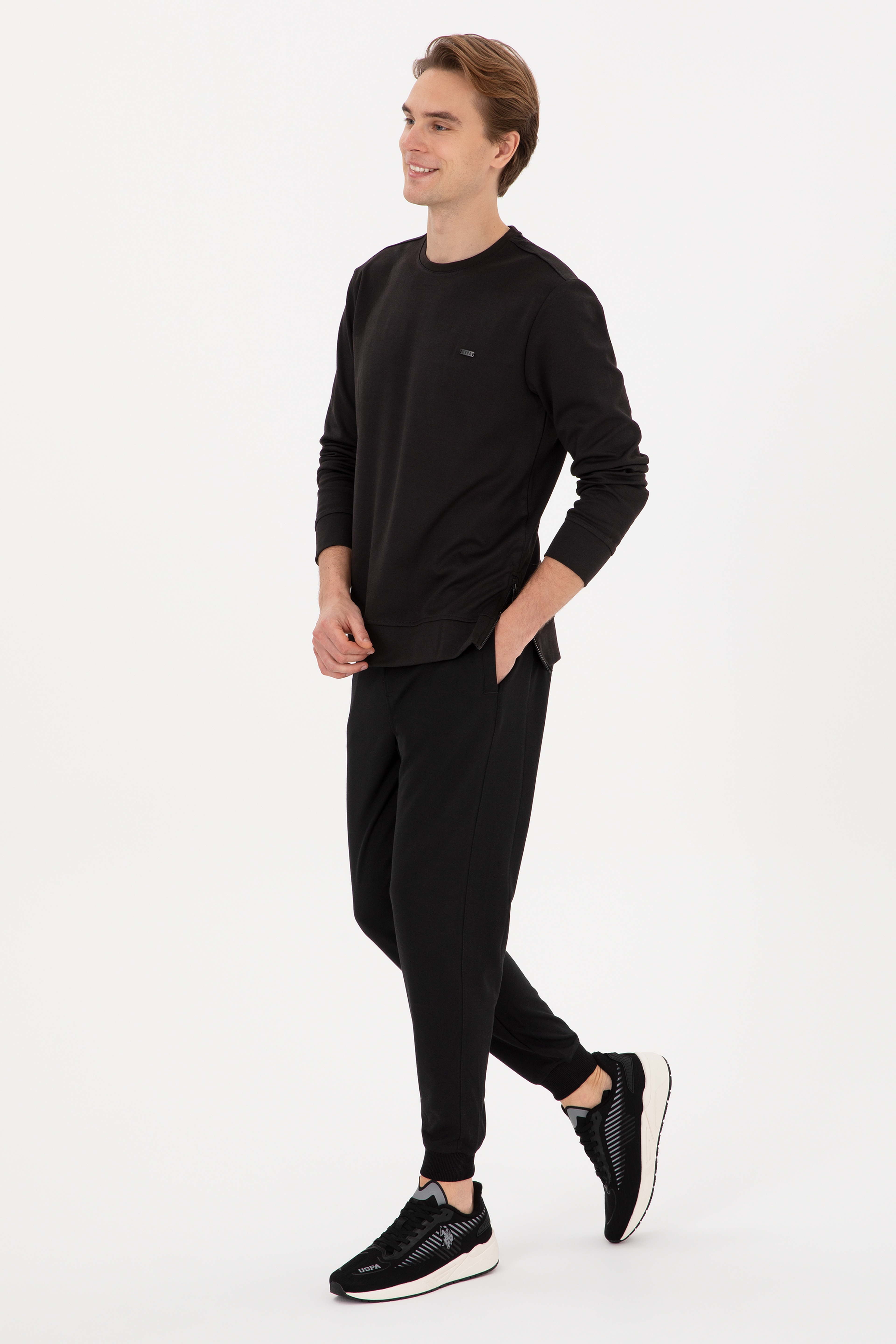 Erkek Regular Fit Bisiklet Yaka Siyah Sweatshirt - Image 4