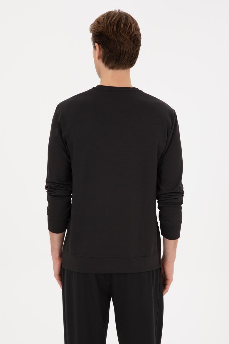 Erkek Regular Fit Bisiklet Yaka Siyah Sweatshirt - 50315483039