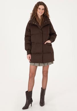 Kadın Koyu Kahverengi Kaban - 50308606011