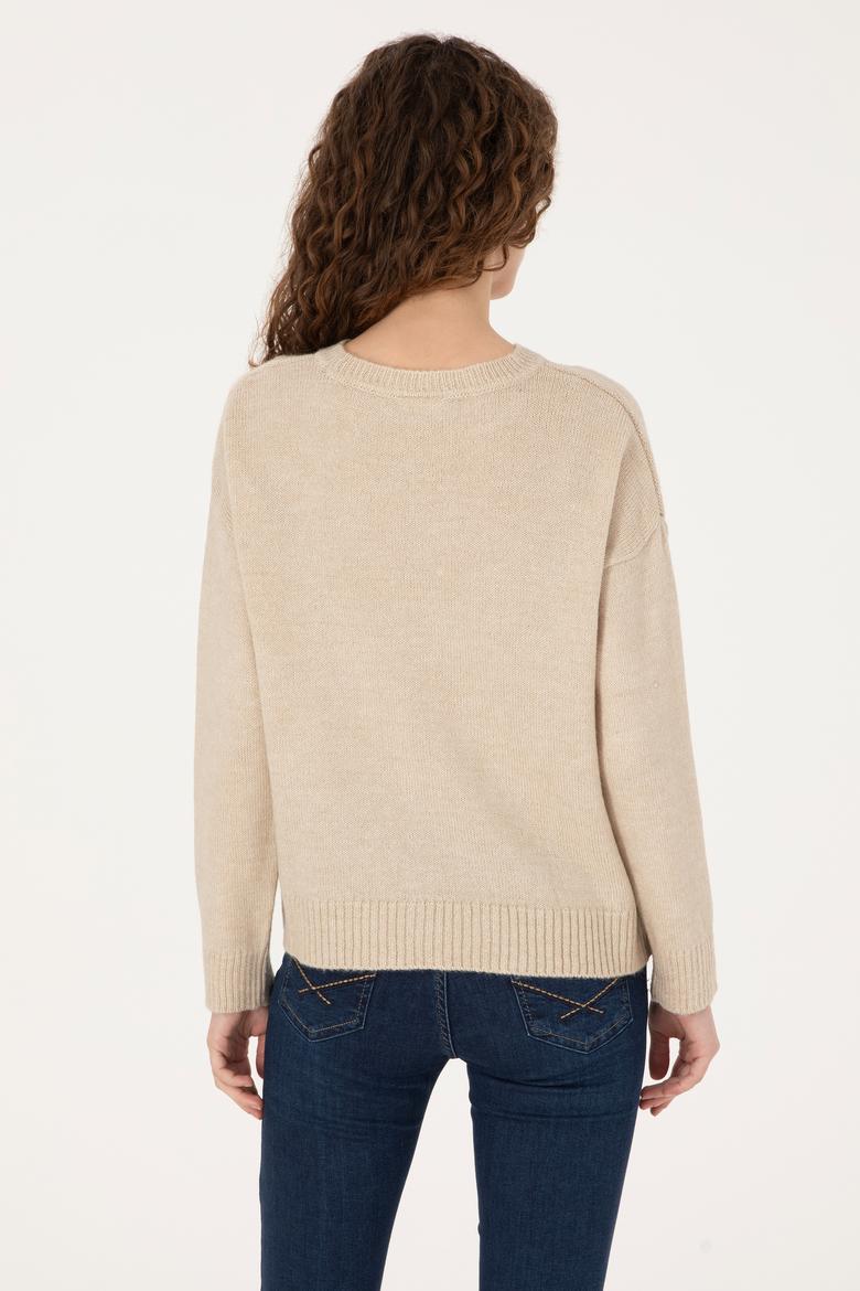 Kadın Taş Melanj Kazak - 50309672029