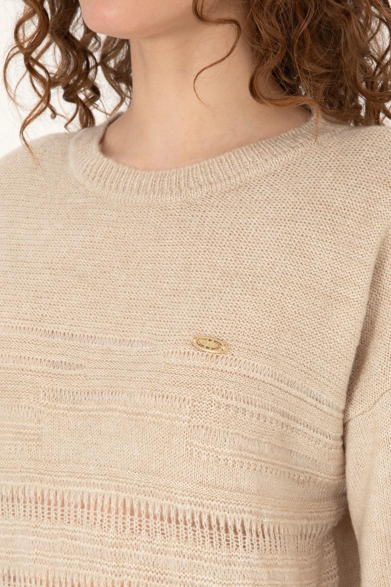 Kadın Taş Melanj Kazak - 50309672029