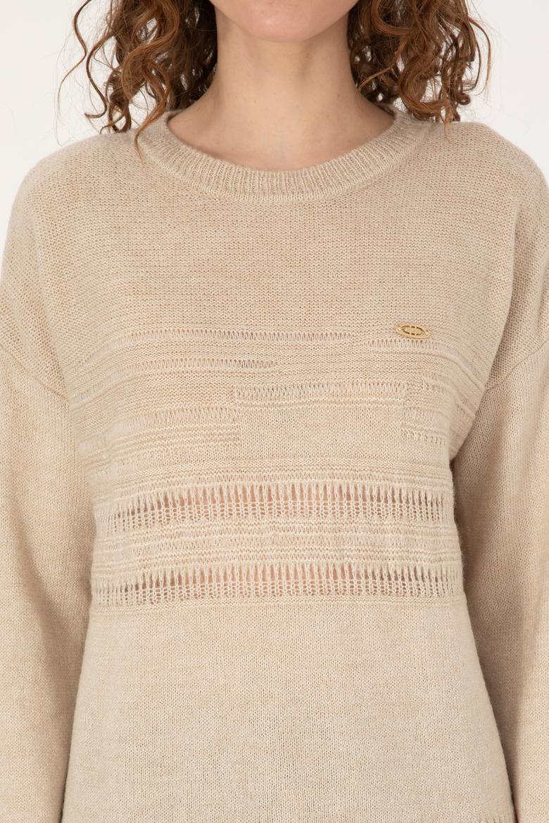 Kadın Taş Melanj Kazak - 50309672029