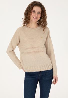 Kadın Taş Melanj Kazak - 50309672029