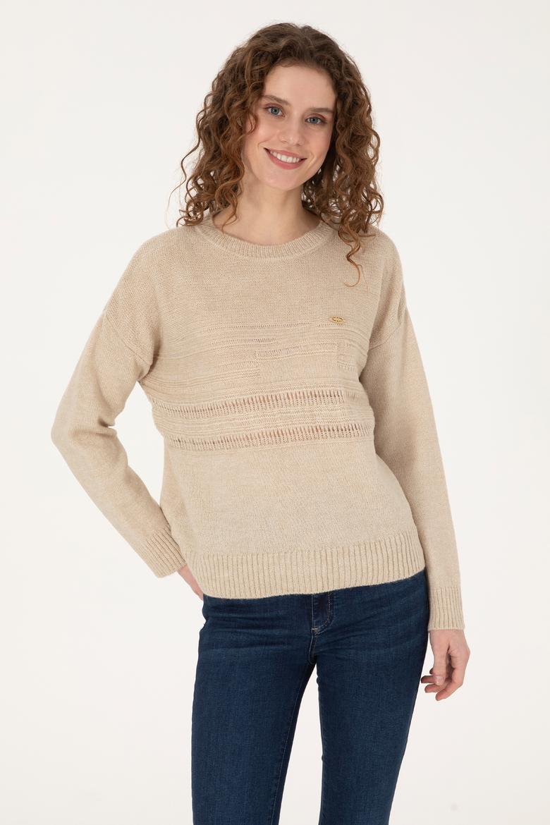 Kadın Taş Melanj Kazak - 50309672029