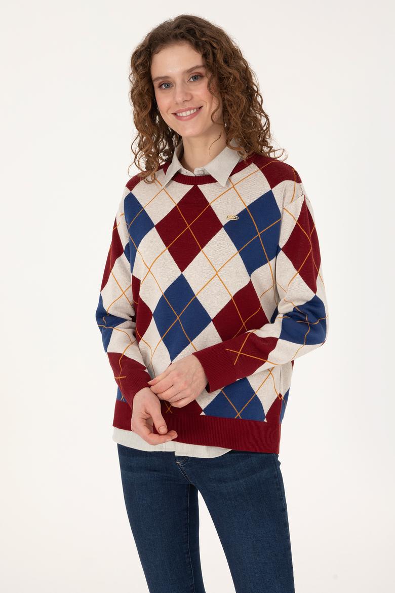 Kadın Bordo Kazak - 50309632004