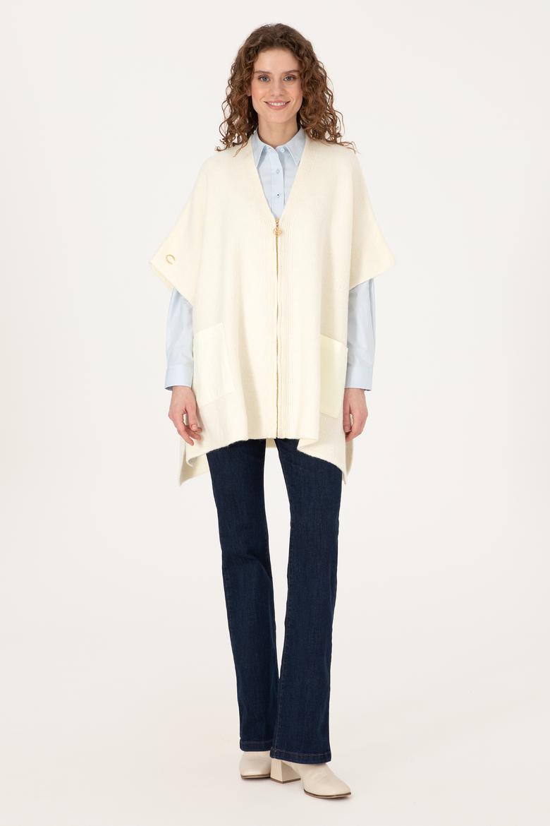 Kadın Krem Triko Panço - 50309711001