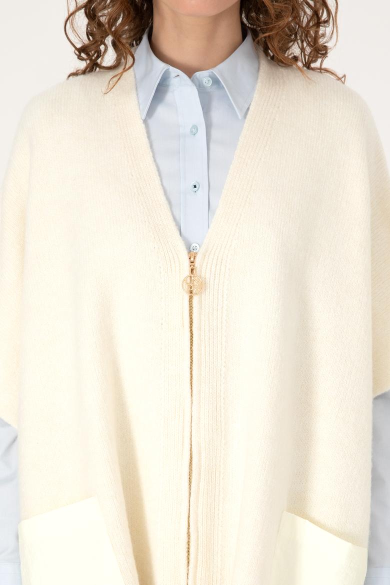 Kadın Krem Triko Panço - 50309711001