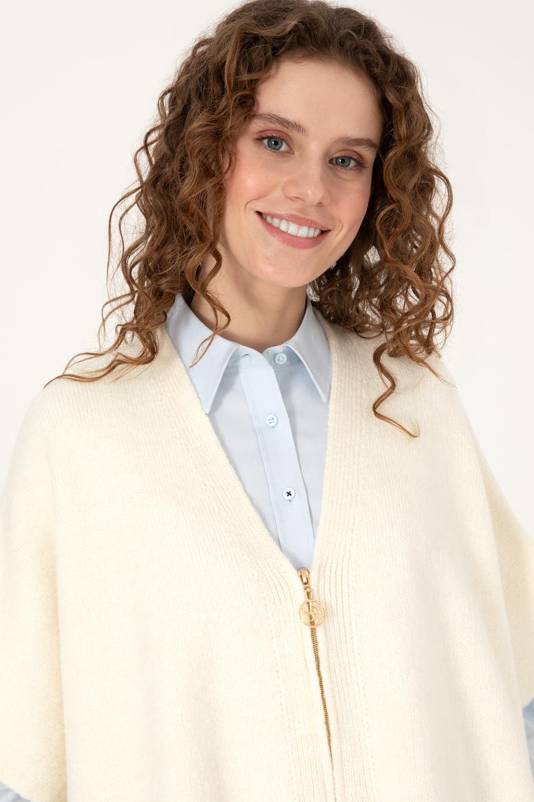 Kadın Krem Triko Panço - 50309711001