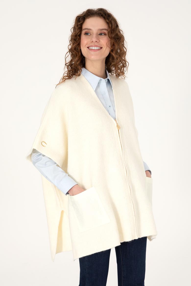 Kadın Krem Triko Panço - 50309711001