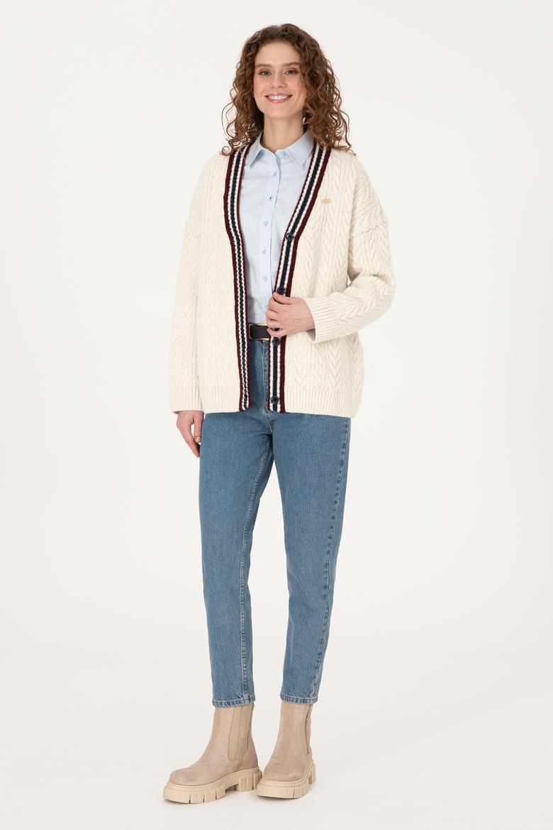 Kadın Krem Triko Hırka - 50314775009