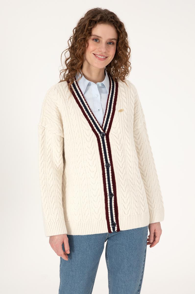 Kadın Krem Triko Hırka