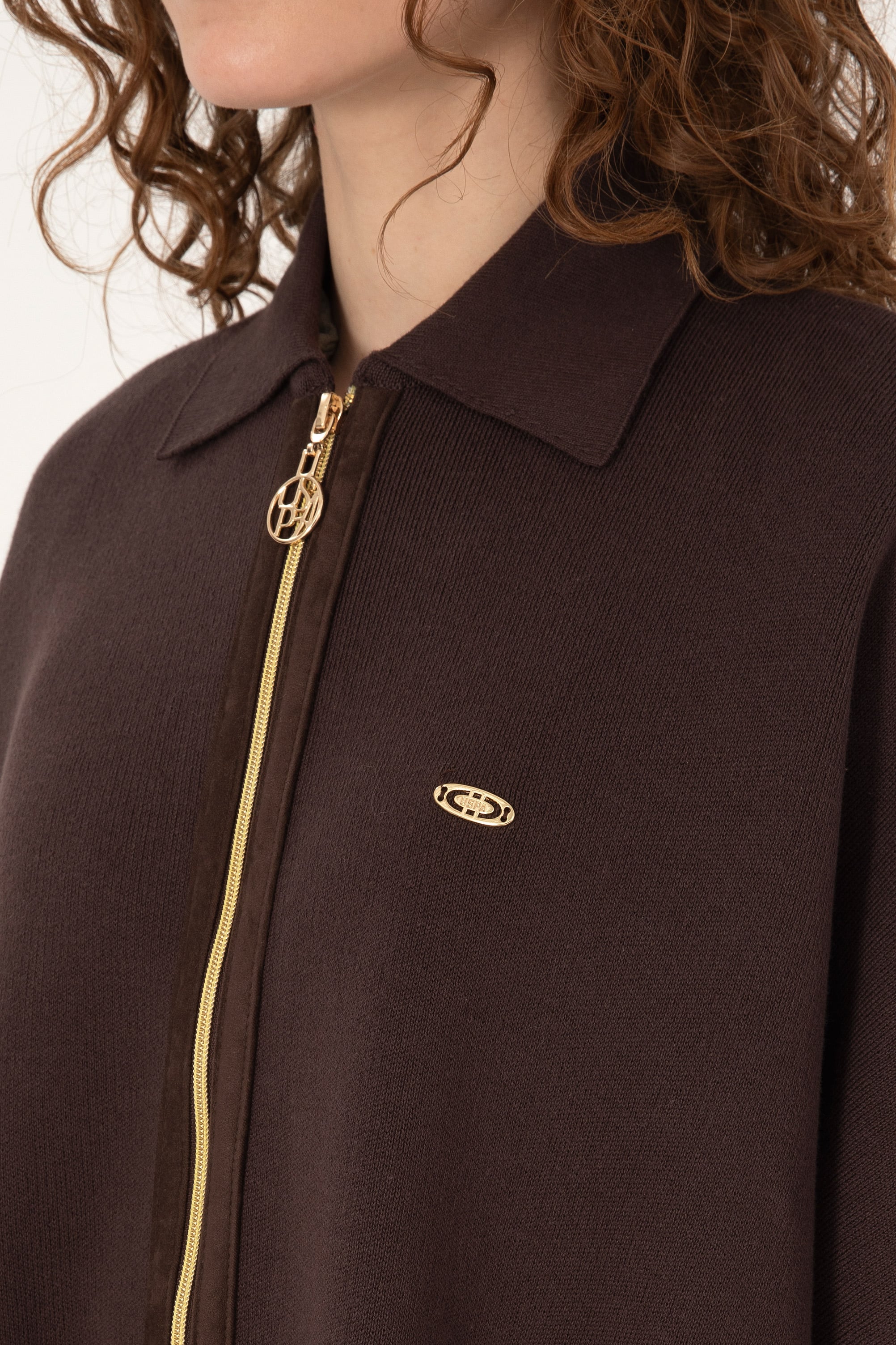 Kadın Koyu Kahverengi Triko Panço - 50310234003