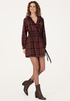 Kadın Bordo Jean Elbise - 50312325011