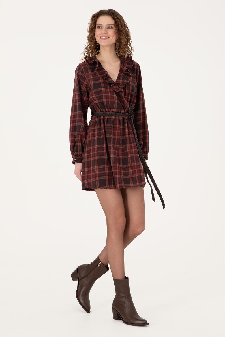 Kadın Bordo Jean Elbise - 50312325011