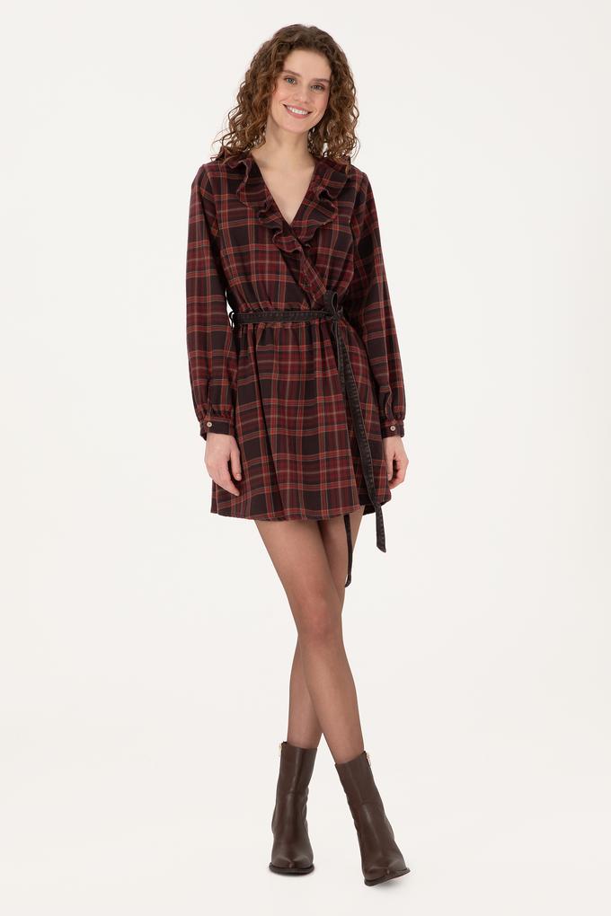 Kadın Bordo Jean Elbise