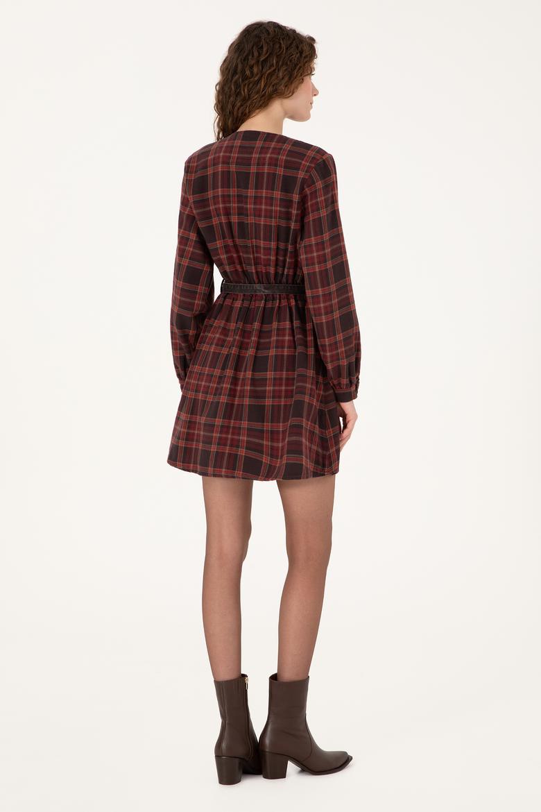 Kadın Bordo Jean Elbise - 50312325011