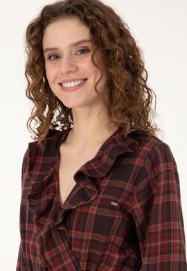 Kadın Bordo Jean Elbise - 50312325011