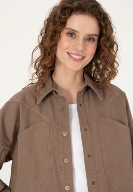 Kadın Haki Uzun Kollu Gömlek - 50314842023