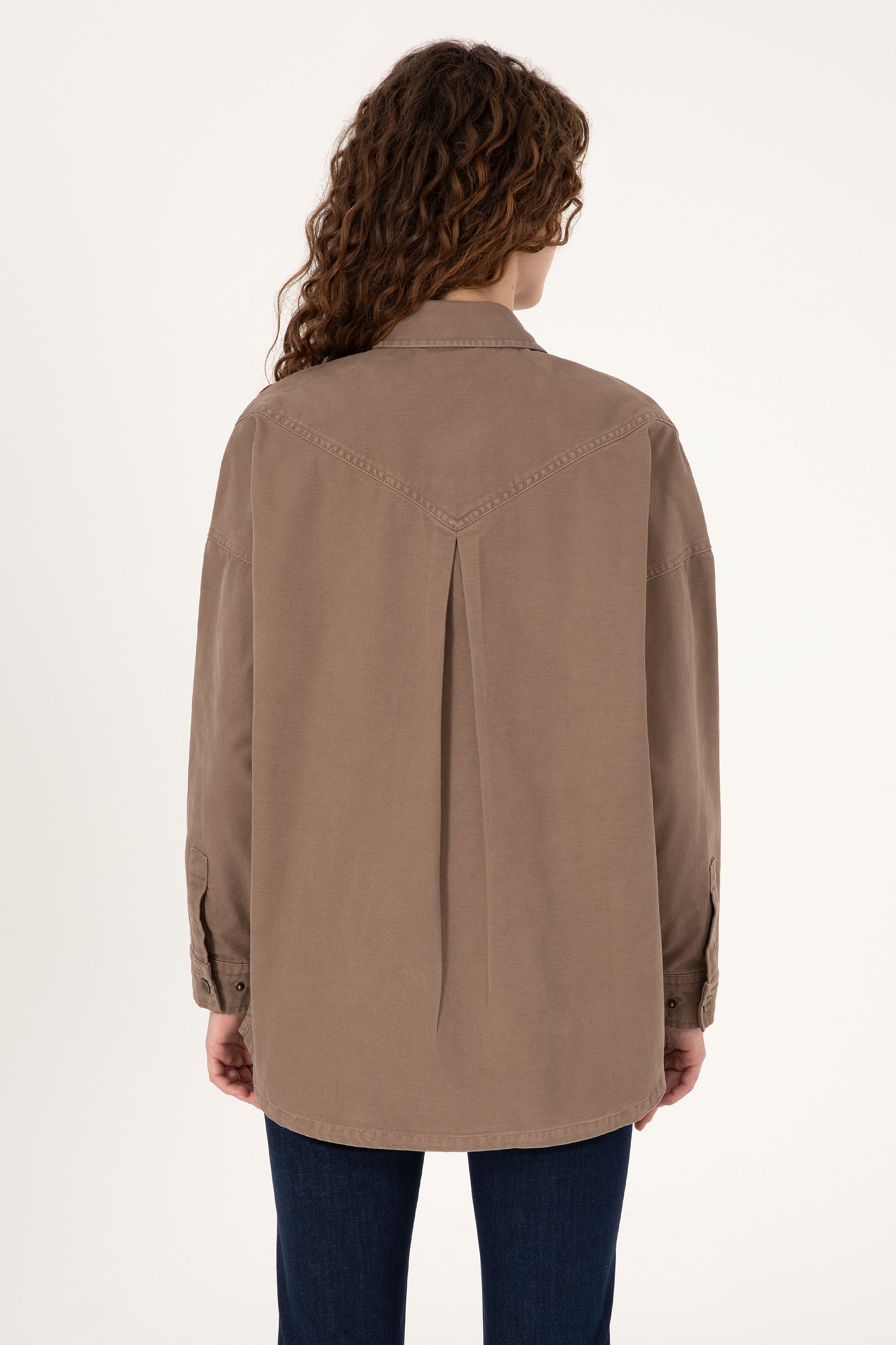Kadın Haki Uzun Kollu Gömlek - 50314842023