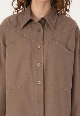 Kadın Haki Uzun Kollu Gömlek - 50314842023