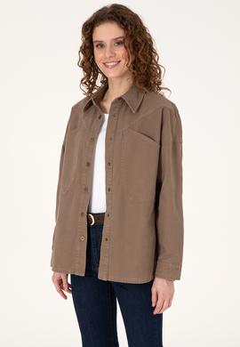 Kadın Haki Uzun Kollu Gömlek - 50314842023