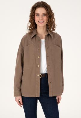 Kadın Haki Uzun Kollu Gömlek - 50314842023