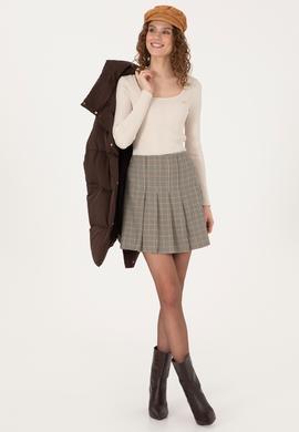 Kadın Kahverengi Dokuma Etek - 50309258002