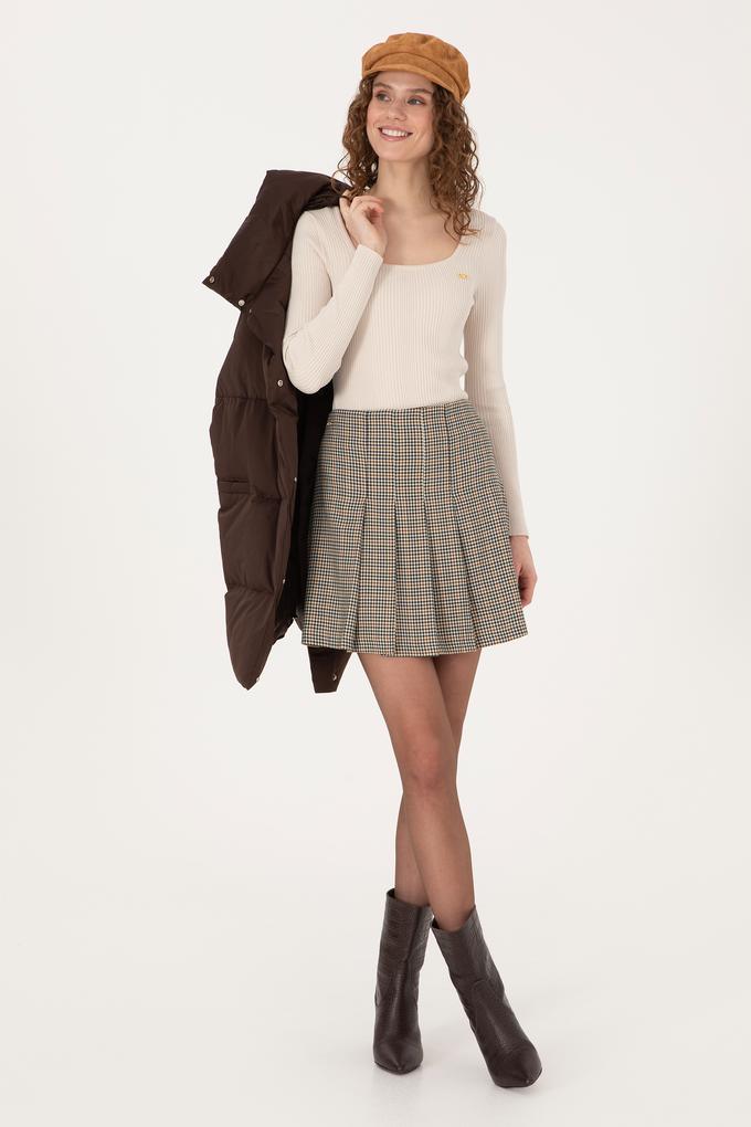 Kadın Kahverengi Dokuma Etek