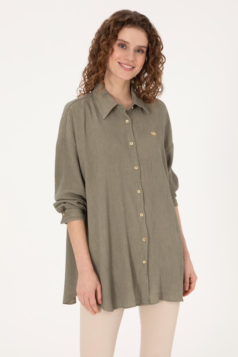 Kadın Açık Haki Uzun Kollu Gömlek - 50311917020