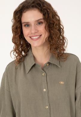 Kadın Açık Haki Uzun Kollu Gömlek - 50311917020