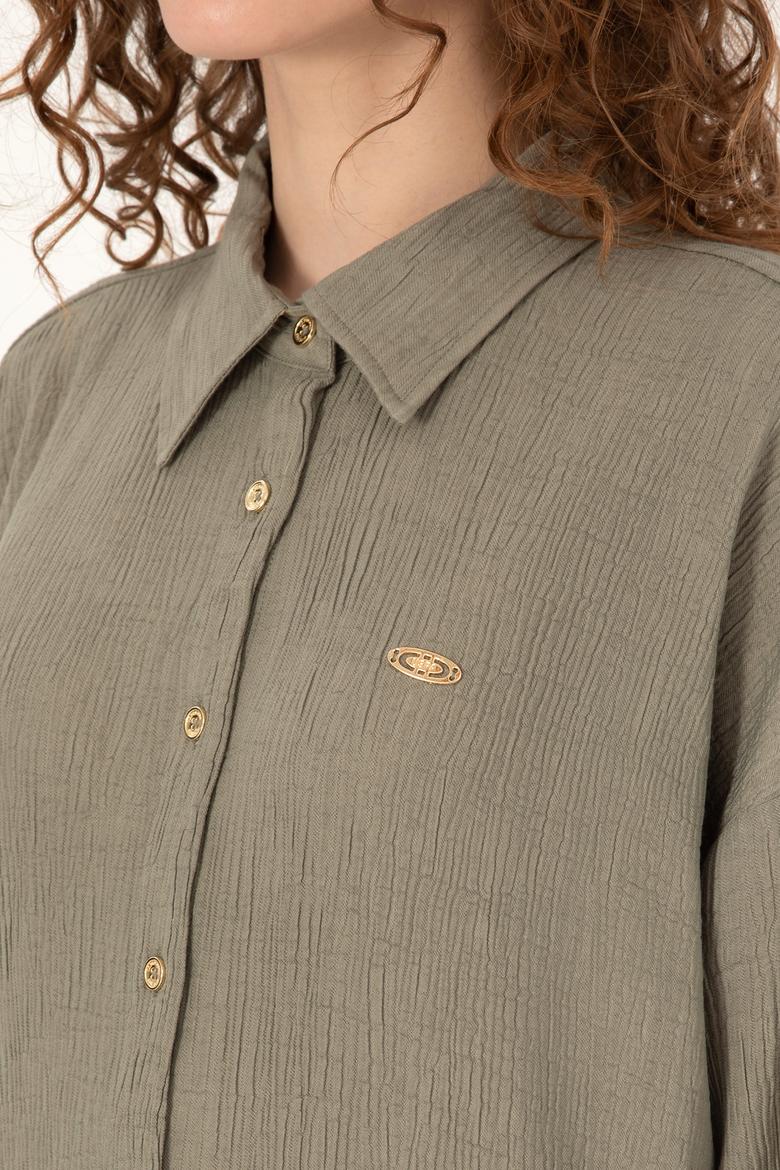 Kadın Açık Haki Uzun Kollu Gömlek - 50311917020