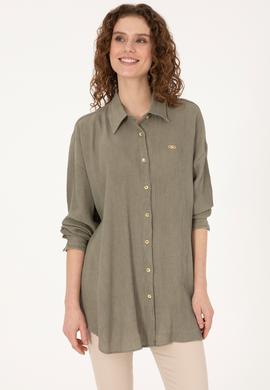 Kadın Açık Haki Uzun Kollu Gömlek - 50311917020
