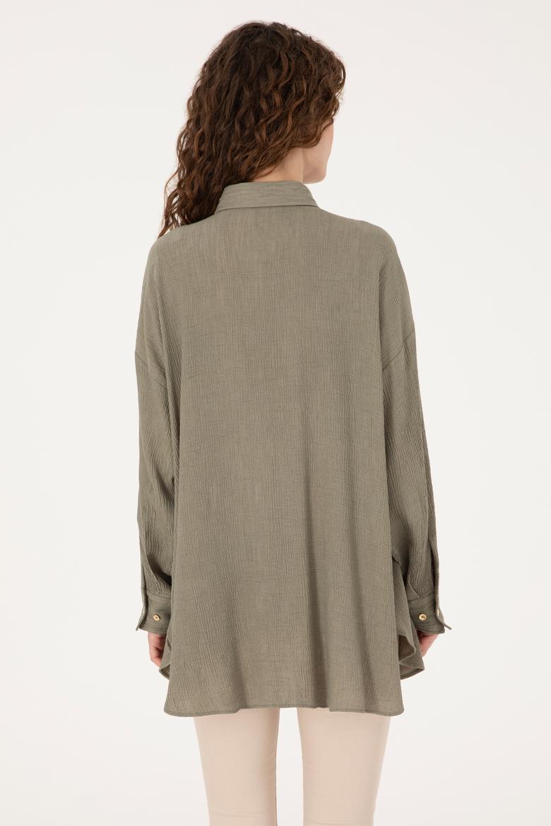 Kadın Açık Haki Uzun Kollu Gömlek - 50311917020