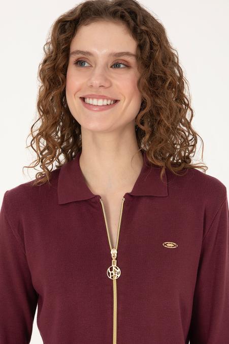 Kadın Bordo Triko Hırka