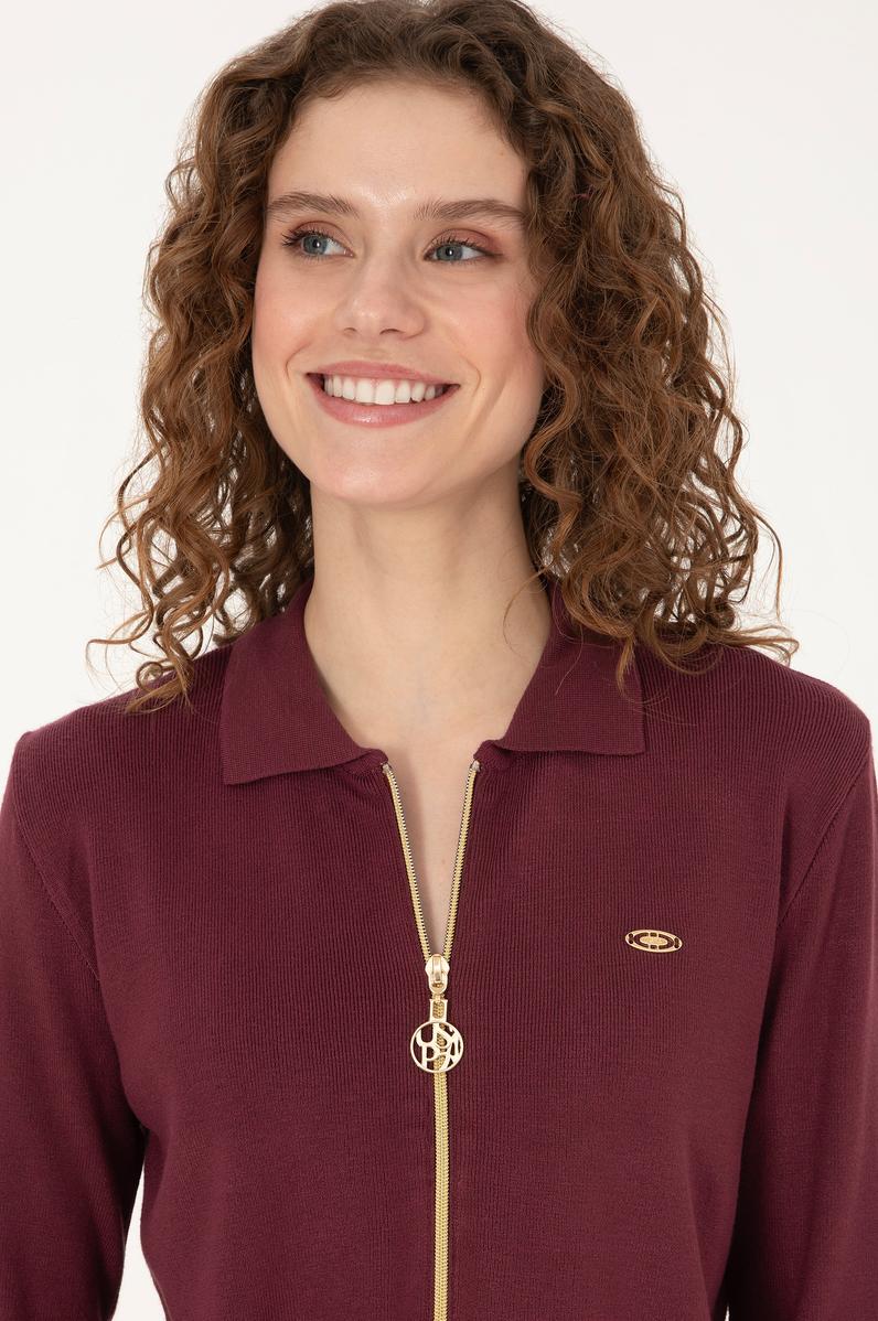 Kadın Bordo Triko Hırka