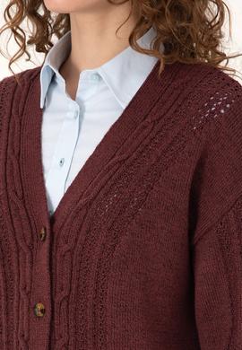 Kadın Bordo Triko Hırka - 50309657008