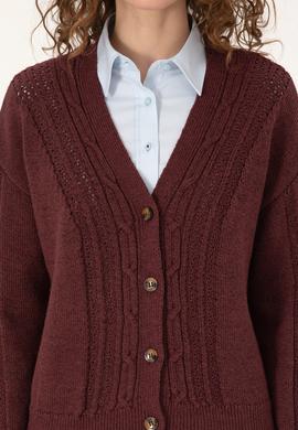 Kadın Bordo Triko Hırka - 50309657008