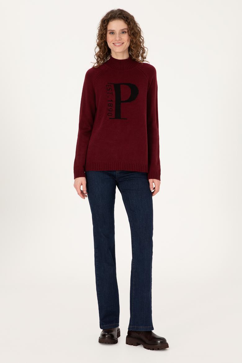 Kadın Bordo Kazak - 50272031035