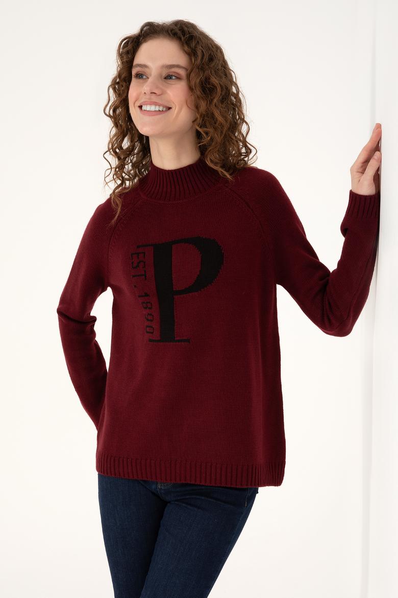 Kadın Bordo Kazak - 50272031035