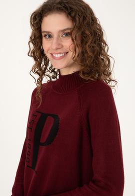 Kadın Bordo Kazak - 50272031035