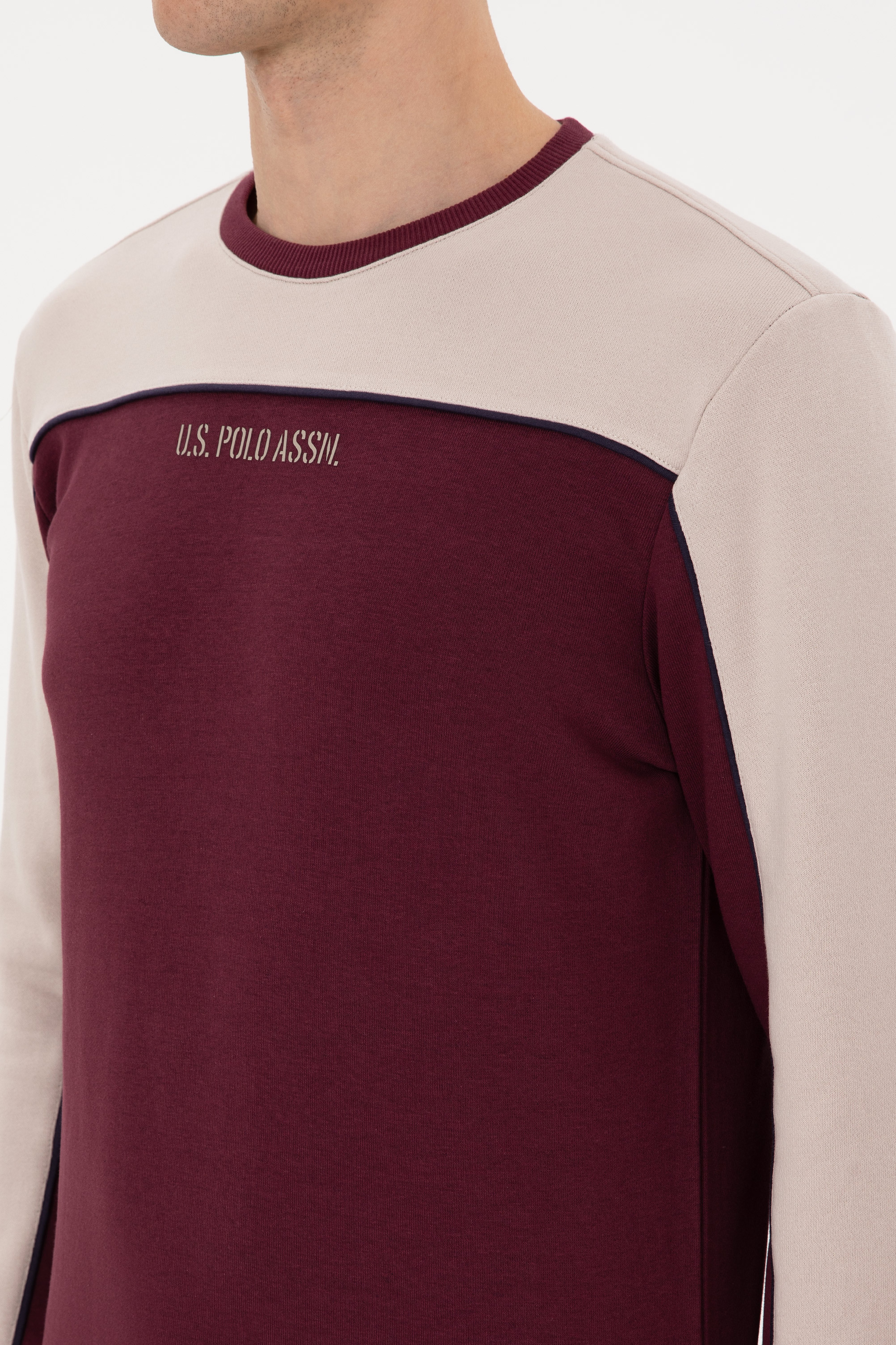 Erkek Regular Fit Bisiklet Yaka Bordo Sweatshirt - Image 7