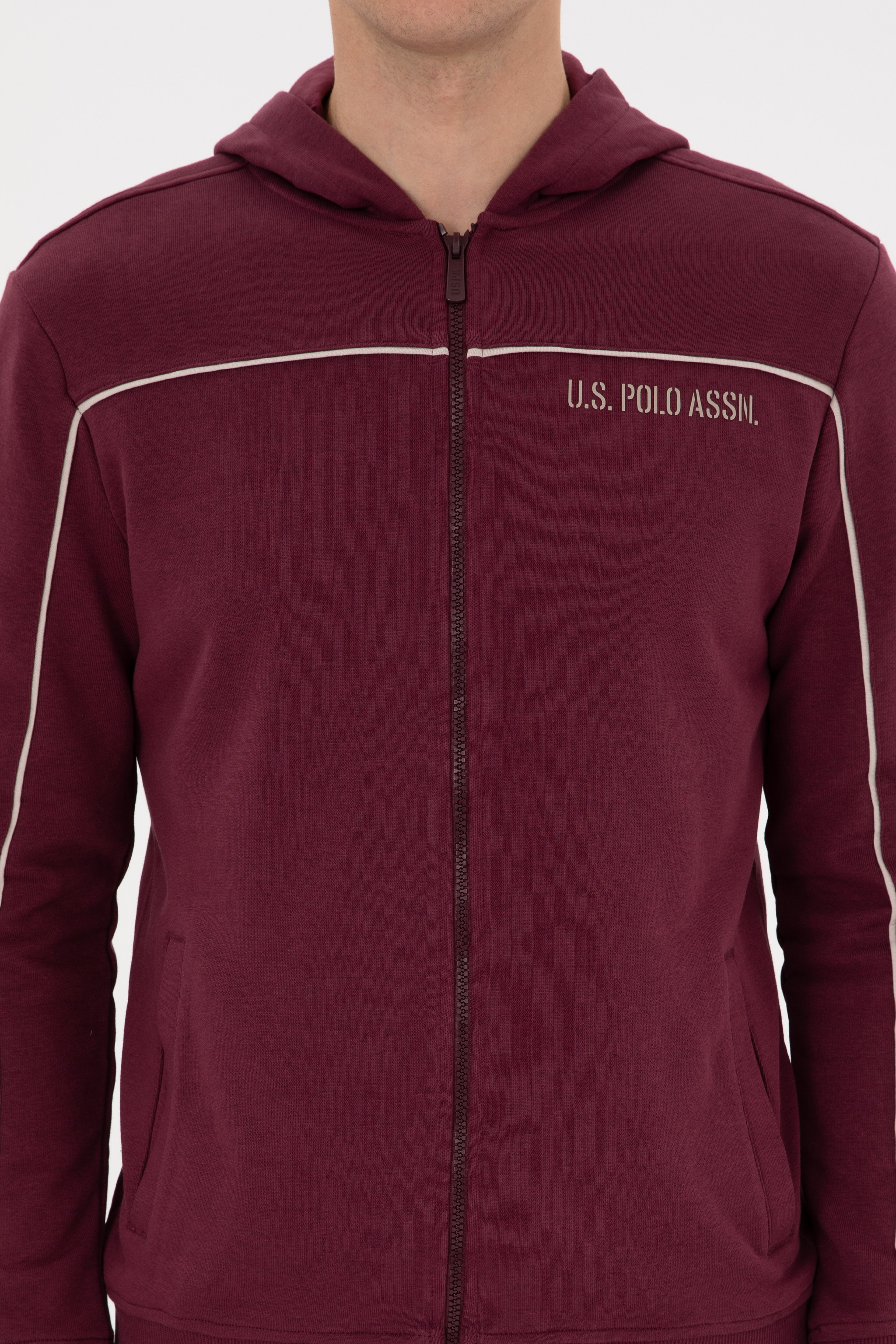 Erkek Regular Fit Fermuarlı Kapüşonlu Bordo Örme Hırka - Image 6