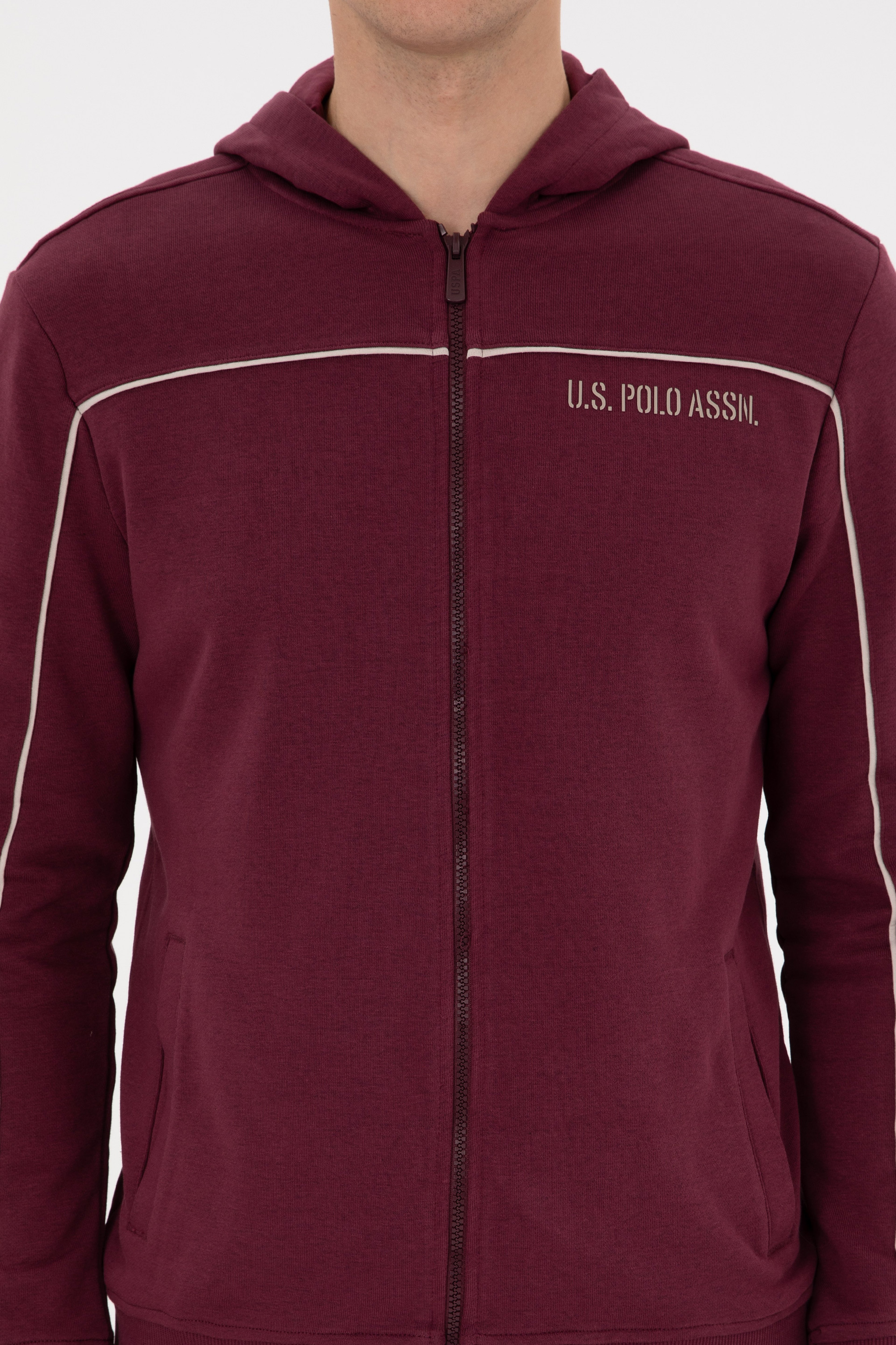 Erkek Regular Fit Fermuarlı Kapüşonlu Bordo Örme Hırka