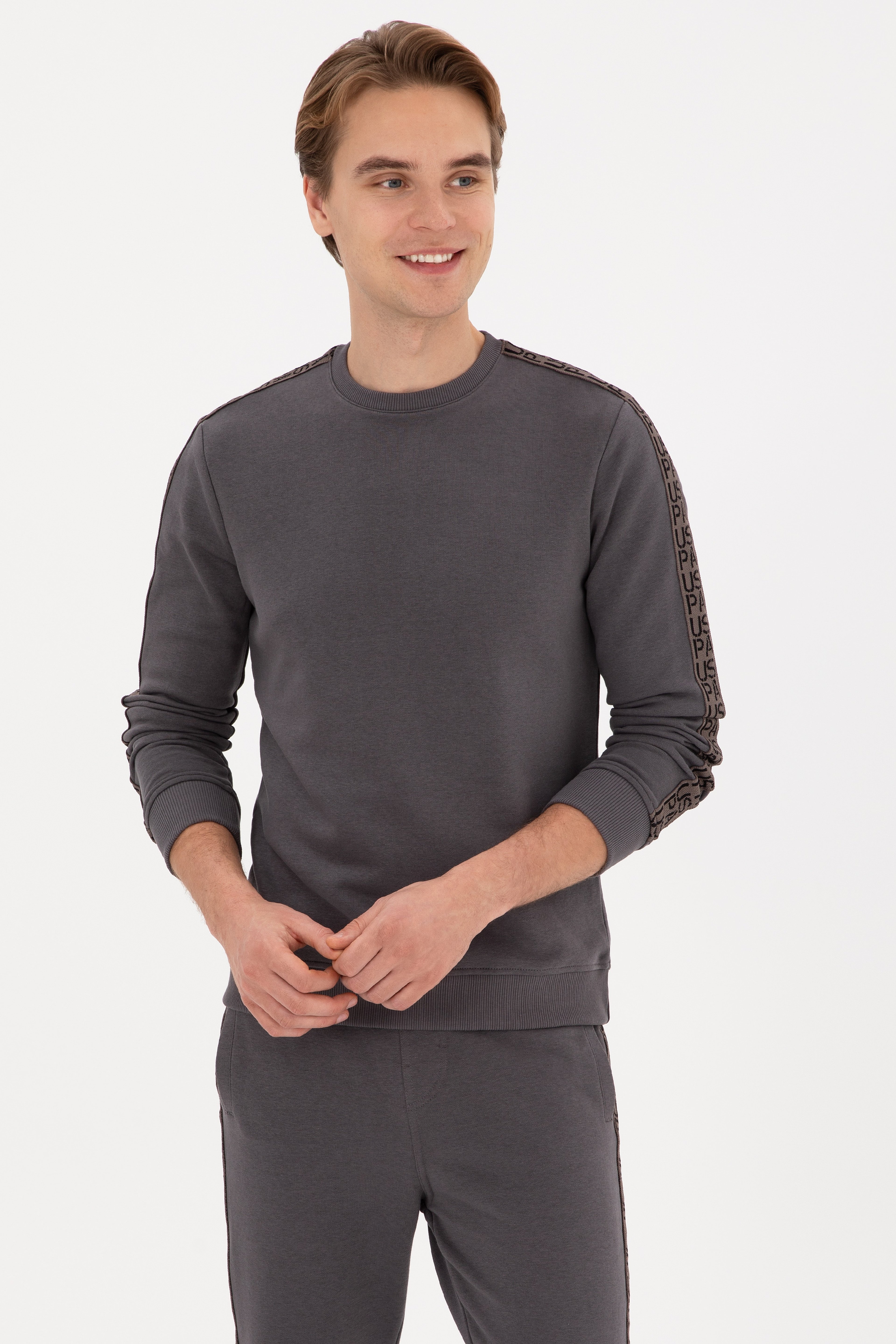 Erkek Regular Fit Bisiklet Yaka Gri Sweatshirt - Image 1