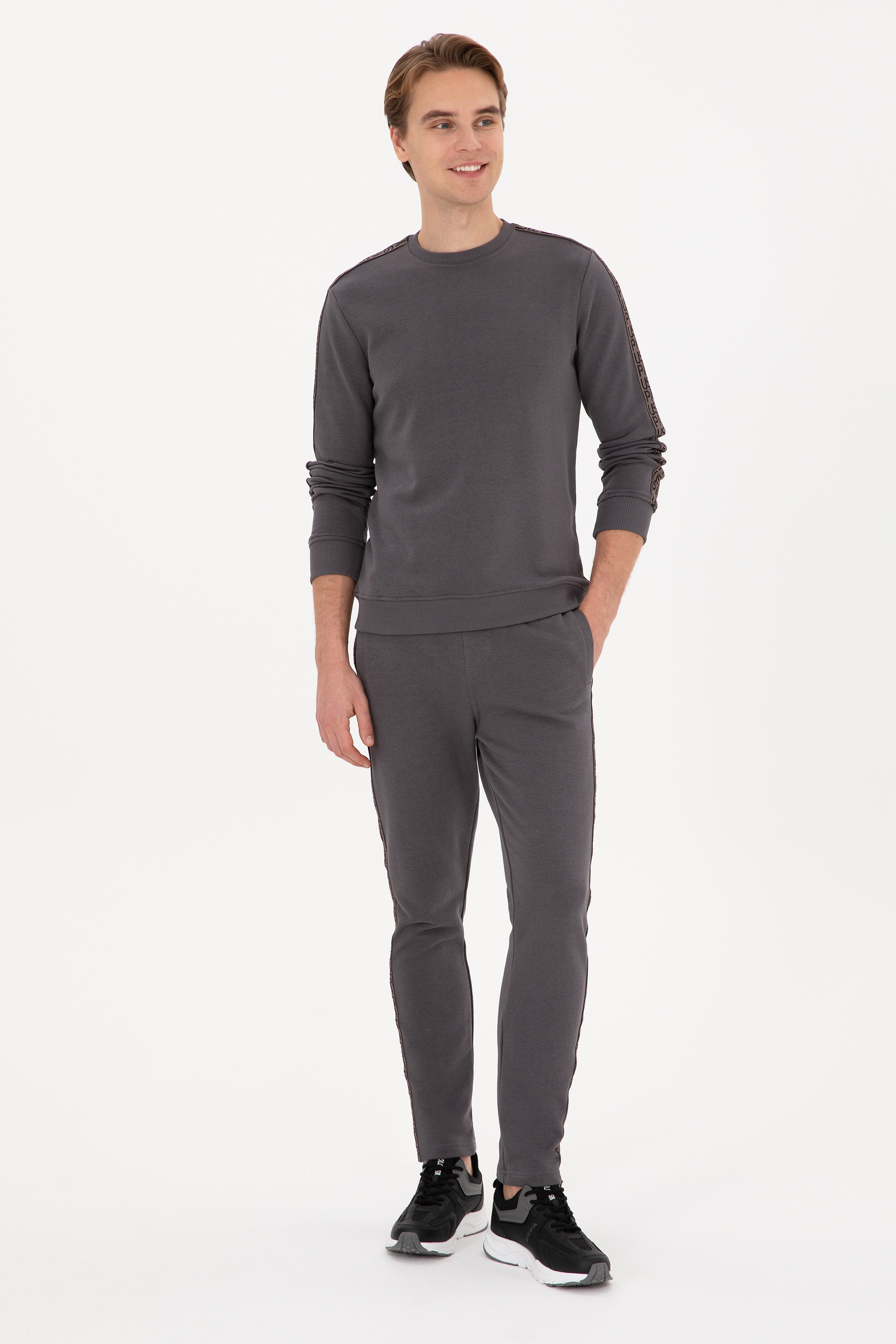 Erkek Regular Fit Bisiklet Yaka Gri Sweatshirt