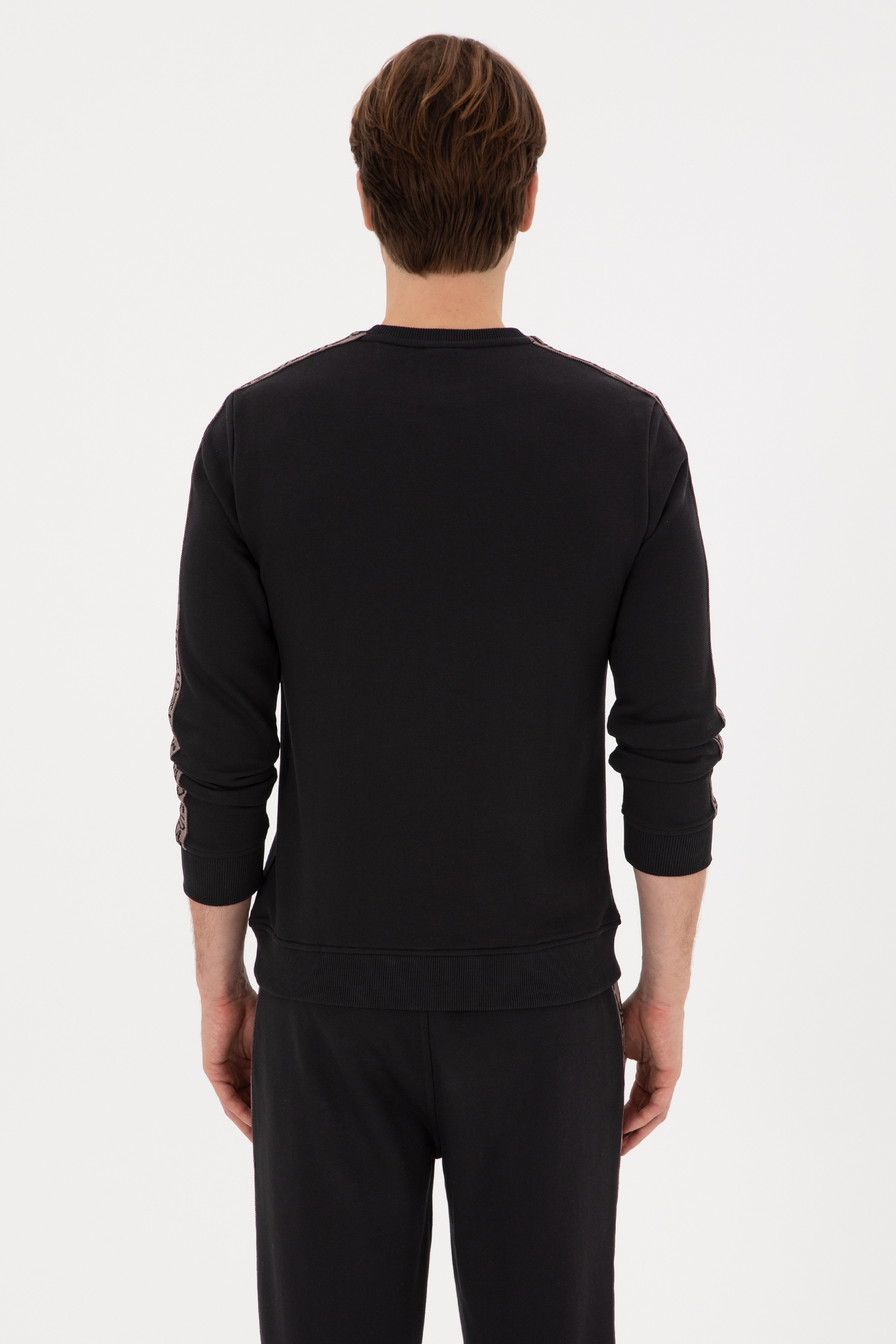 Erkek Regular Fit Bisiklet Yaka Siyah Sweatshirt - Image 5