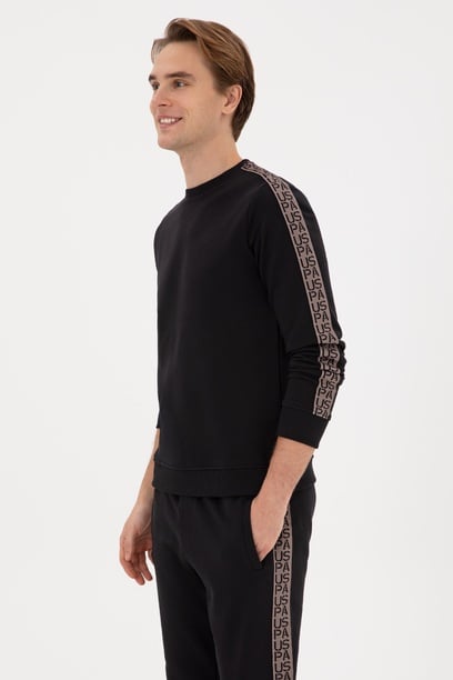 Erkek Regular Fit Bisiklet Yaka Siyah Sweatshirt