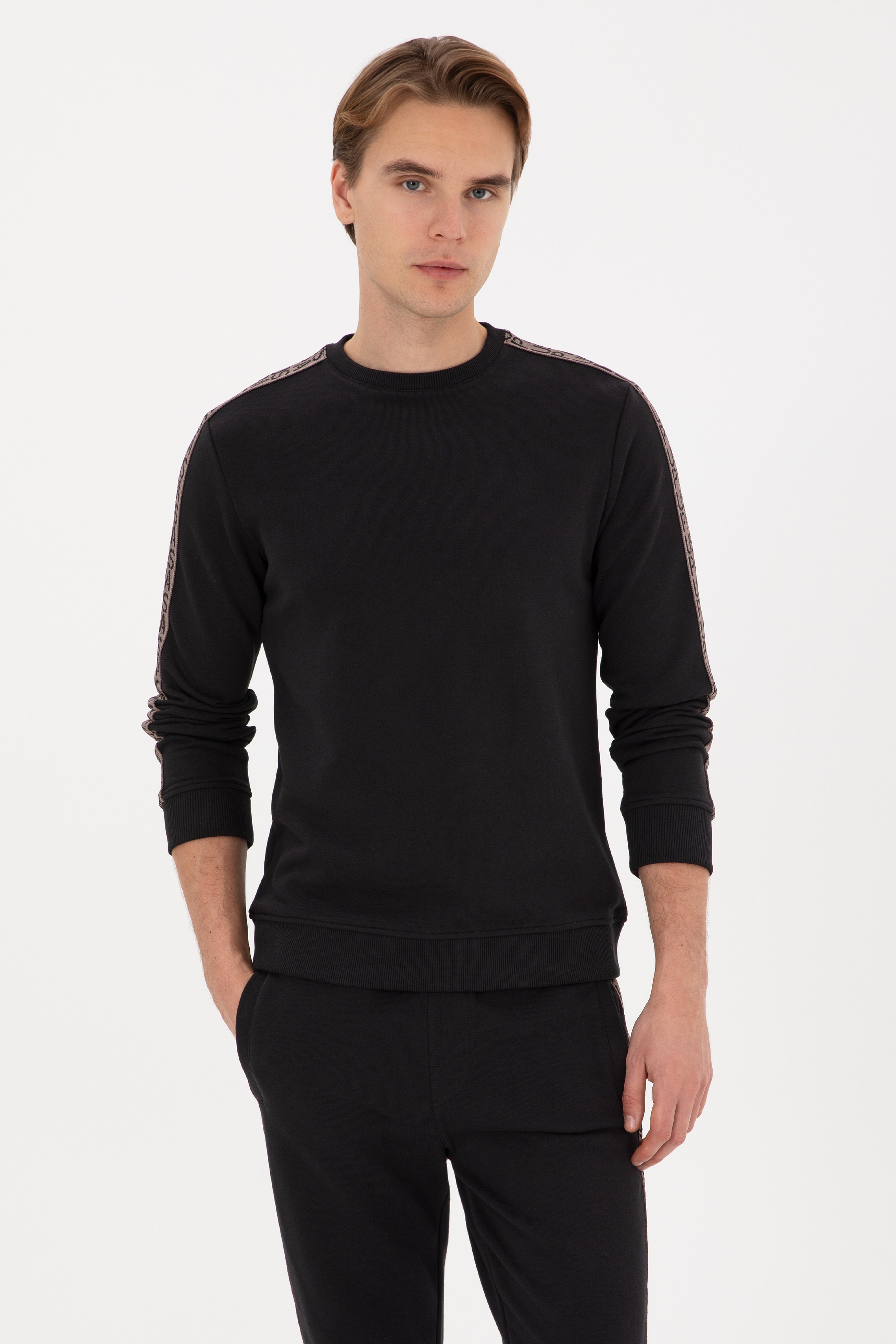 Erkek Regular Fit Bisiklet Yaka Siyah Sweatshirt