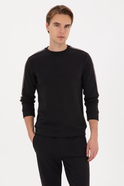 Erkek Regular Fit Bisiklet Yaka Siyah Sweatshirt